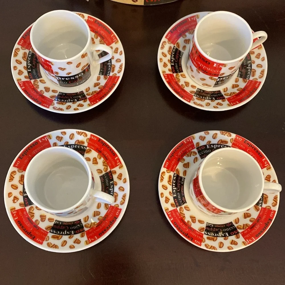 Espresso Coffee Cup & Saucer Gift Set of (4)
